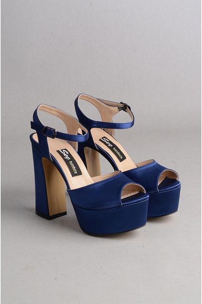SEÇ KUNDURA Seç 361 Platform Heelled Evening Shoes (12.5 cm) Dark Blue