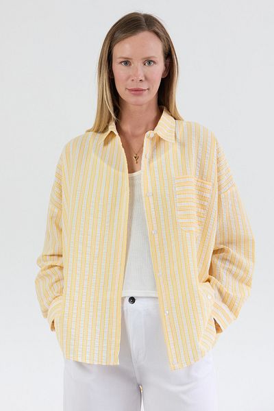 Fulla Moda Striped Body Detailed Oversize Shirt