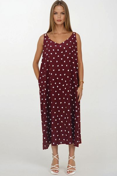 VAGGON Γυναικείο φόρεμα με διπλή τσέπη με μοτίβο casual κοπής Vs00271