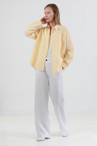 Fulla Moda Striped Body Detailed Oversize Shirt