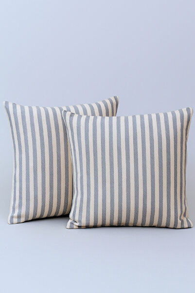 KAMİZ Striped Cotton Linen 2-Piece Throw Pillow Cover