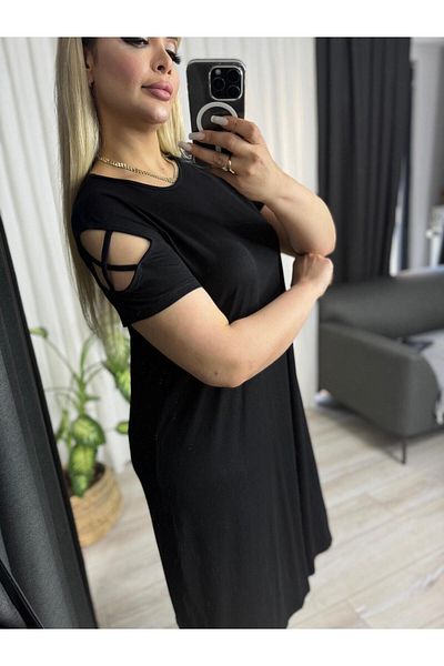 fly just Women's Plus Size Sleeves Cross Biyer Detail Flexible Viscosse Dress