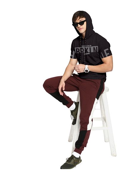 COLOR HUNT 100% Cotton Men's Trendy Half Sleeve T Shirt with Hoodie