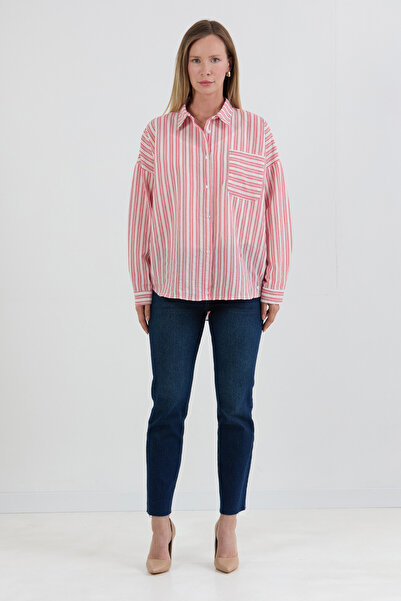 Fulla Moda Striped Body Detailed Oversize Shirt