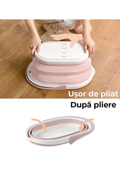 Bukate Silicone Foldable Bucket, with Plastic Handle, 15L, Pink, Bukate®