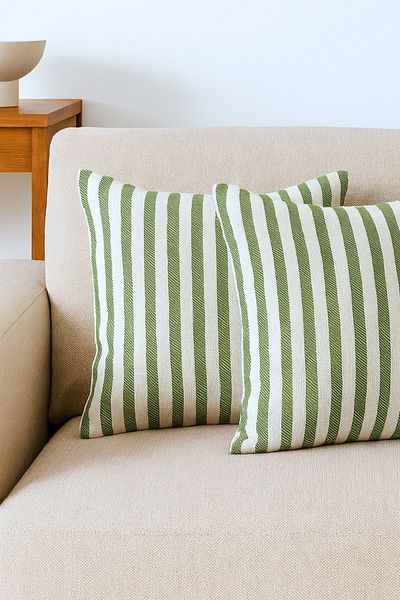 KAMİZ Striped Cotton Linen 2-Piece Throw Pillow Cover