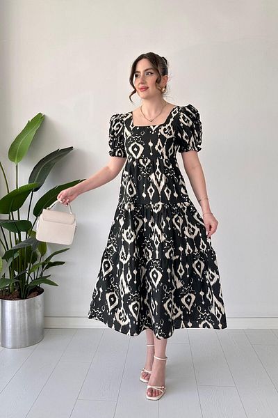 MaziButik Φόρεμα Motif Poplin Μαύρο