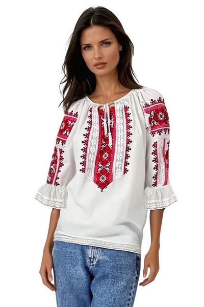 rody's forever Women's blouse type ie R256 ivory white/green, size XL