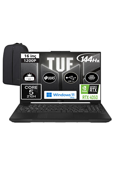 ASUS TUF F16 FX607VU-RL146-EP6 Core 5 210H 32 GB RAM 1 TB SSD RTX4050 16" WUXGA Win11 Pro + EP Çanta