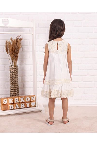 Serkon Girl's Collar Daisy Lace Dress