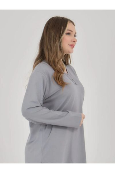 Stilmony Women's Plus Size Lycra V-Neck Combed Cotton Blouse
