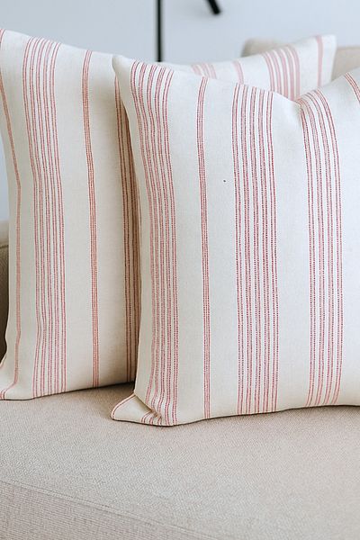 KAMİZ Striped Cotton Linen 2-Piece Throw Pillow Cover