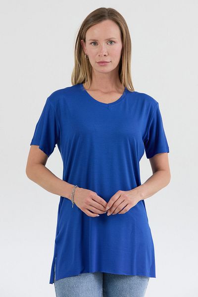Fulla Moda Tricou de bază lycra cu decolteu în V, cu fante laterale