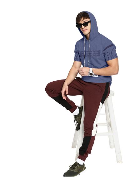 COLOR HUNT 100% Cotton Men's Trendy Half Sleeve T Shirt with Hoodie