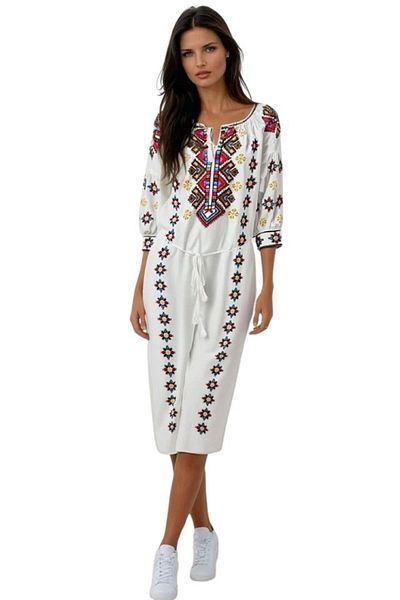 rody's forever Rochie traditionala dama R25 alb/maro , marimea XL