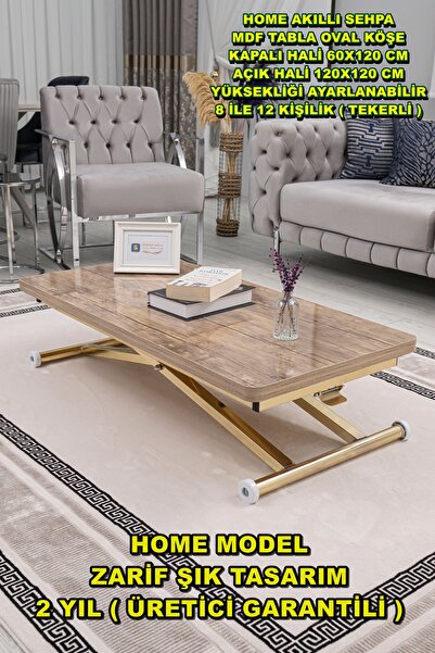 SEHPAM AKILLI Akıllı Sehpa Home Üst Tabla Mdf Alt Mekanizma Gold Kaplama