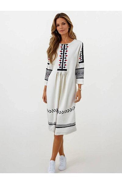 rody's forever Rochie traditionala dama R25 bej/negru , marimea XL