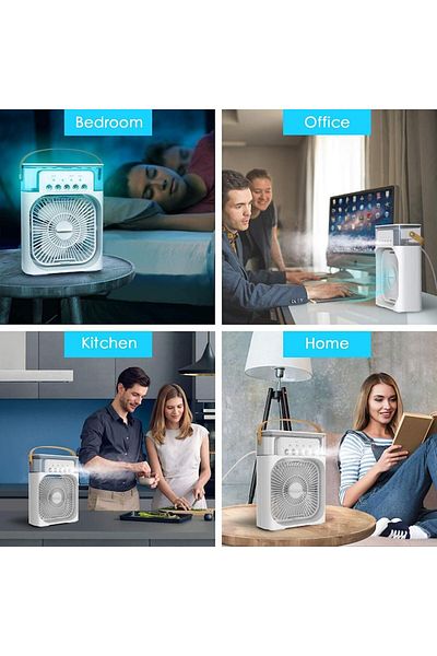 Generic مروحة تبريد الهواء المحمولة مع وظيفة الترطيب والإضاءة LED ومؤقت تشغيل