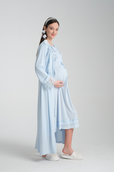 Effort Pijama Hamile Lohusa Gecelik Takımı Sabahlıklı Set Zarif Lohusa seti Effortt