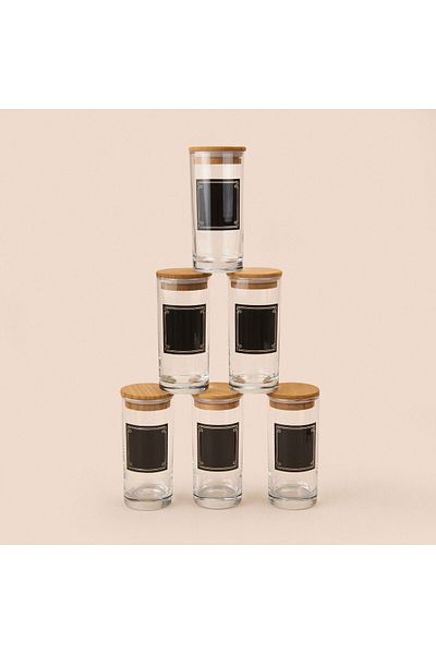 MATMEL Joy 6-Piece Spice Rack Set - Black / Brown