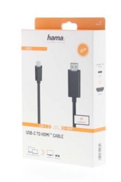 Hama USB-C cable, Hama, HDMI male, Ultra-HD, 4K, 3 m (Black)