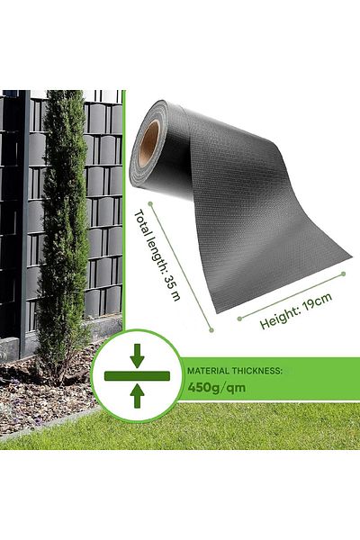 DAWIDU Bandă de gard, Protecție împotriva vântului, PVC, 35 x 0,19 m, 35 m, Verde, 26 cleme de montare