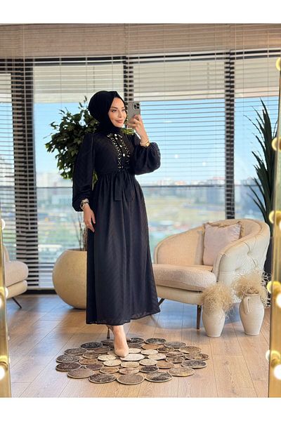 ALANURMODA Patı Stone Embroidered Patterned Dress