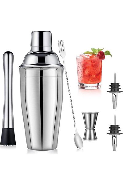 Generic Cocktail Shaker Sets, 6-Piece Stainless Steel Bartender Kit Set, Bar Tool Set Drink Mixer Set