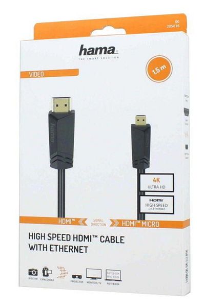 Hama Hama 205016 HDMI cable, 4k, Ethernet, 1.5 meters (Black)