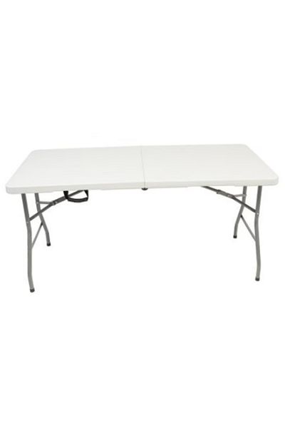 Kiwari Rectangular folding table, foldable metal legs, L 180 cm, W 70 cm, H 74 cm, white