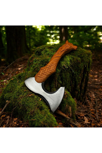 Bıçak Şehri El yapımı kurt başlı kamp baltası