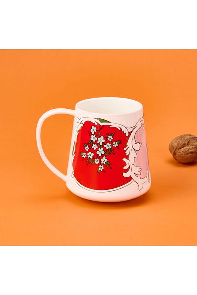 MATMEL Mia Amore Porcelain Mug - Red / White - 340 ml