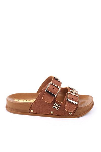 Papuçsepeti Shoe Basket 4744 Women's Comfortable Sole Orthopedic Daily Buckle Slippers