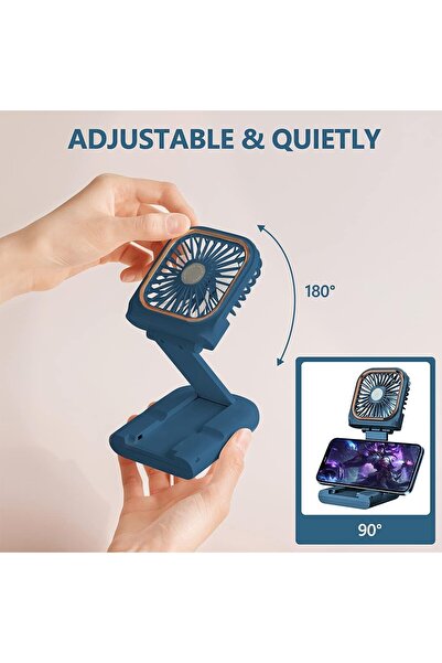 Flippy Portable Fan 3-in-1 (Handheld/Neck/Desktop), 16.7×8×1.9cm, 3-Speed, USB, Foldable, Blue
