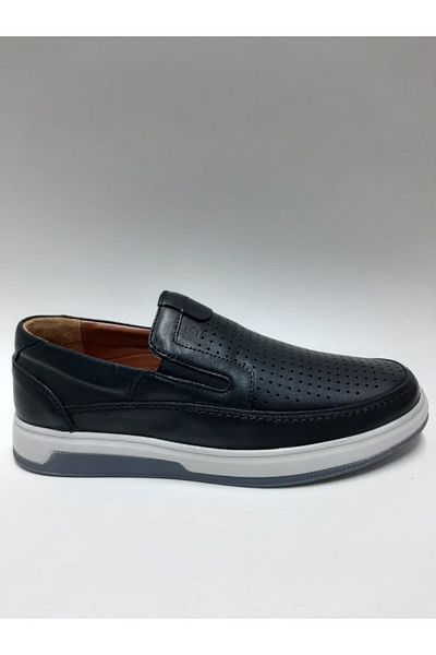Bemsa Genuine Leather Laceless Daily Black Summer Men's Shoes