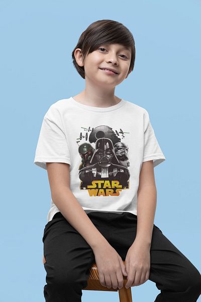 SEVBANO Tricou pentru copii cu film unisex cu design Star Wars (vârsta 1-12)