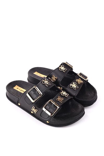 Papuçsepeti Shoe Basket 4744 Women's Comfortable Sole Orthopedic Daily Buckle Slippers