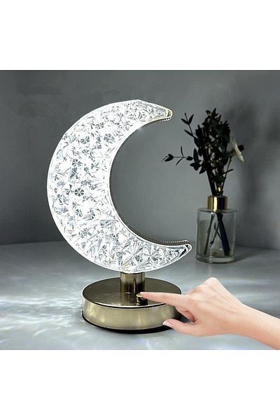 Generic Moon Design Crystal Table Lamp - Elegant Decorative Lighting