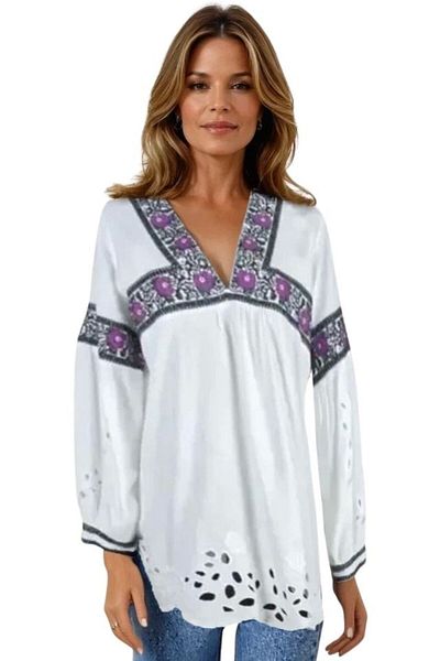 rody's forever Women's blouse type ie ML185 white/purple, size 2XL