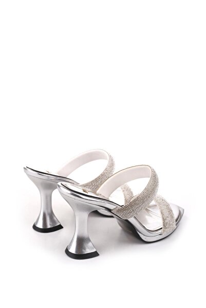 Papuçsepeti Papuç Sepeti 4746 Papuci de damă cu toc de 9 cm cu o singură bandă de piatră