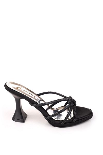 Papuçsepeti Shoe Basket 4747 Women's 9 cm Heel Stone Fancy Slippers