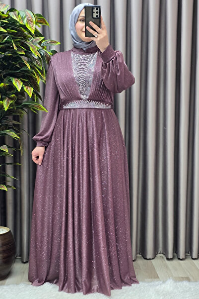Elmas Tesettür Women's Hijab Clothing Plus Size Glittery Kübra Evening Dress