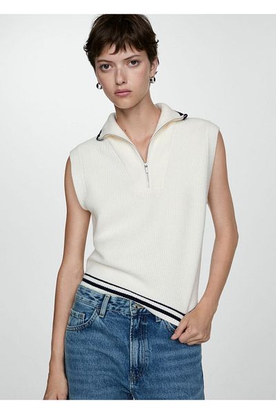 MANGO Woman Knitwear Zipper Vest