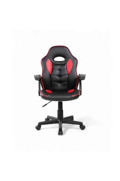 Kiwari Ster Gaming Chair, PU Leather, Wooden Frame, Nylon Base, Adjustable Height, Swivel, Black/Red