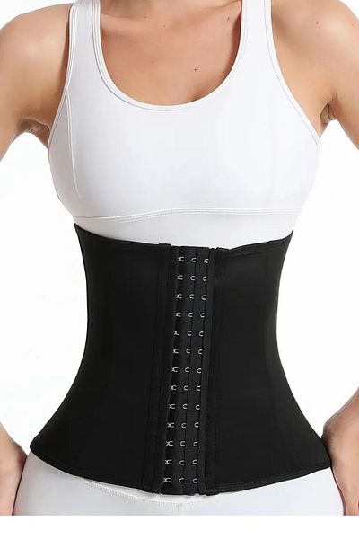 MİSTİRİK Fogliano Model Abdominal Straightener Waist Shaper Strapless Latex Corset Black Color