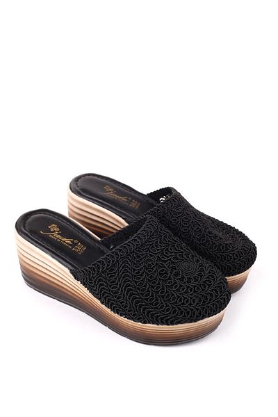 Papuçsepeti Shoe Basket Jade 4740 Women's 8 cm Wedge Heeled Straw Knitted Slippers