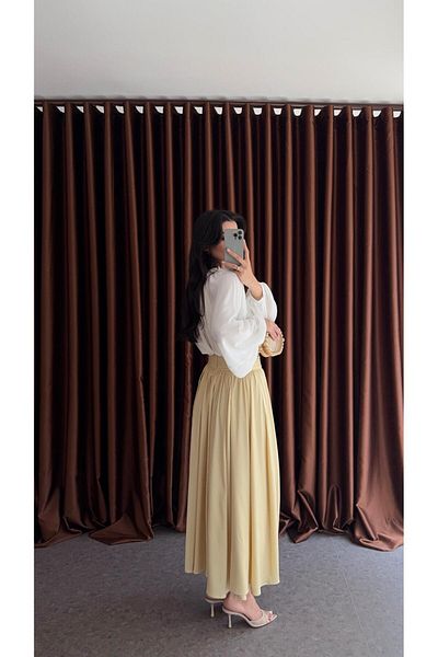 HAZELANNA Premium Maxi Yellow Skirt