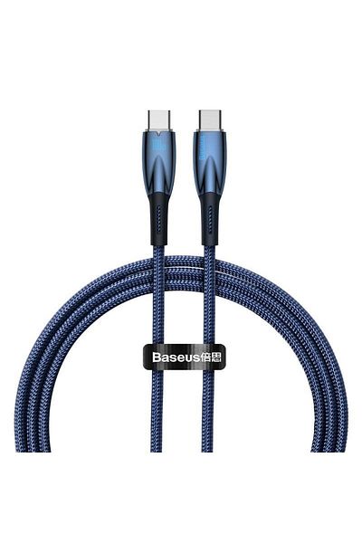 Baseus Cablu pentru incarcare si transfer de date Baseus Glimmer, 2x USB Type-C, Fast Charge, 1m, Albastru