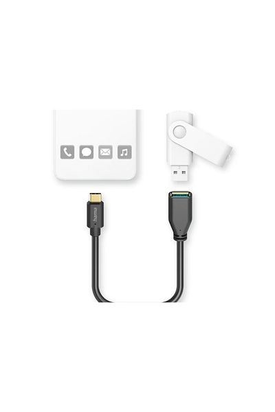 Hama Hama 201605 adapter cable, USB Type-C - USB A, 150mm (Black)