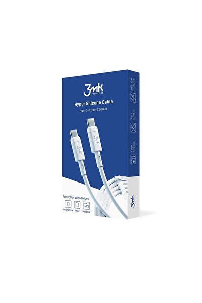 3MK Cablu 3mk HyperSilicone, USB-C, 60W, 1m (Alb)
